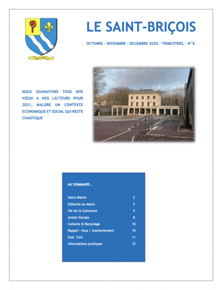 Page de garde Saint-Briçois octobre novembre décembre 2020